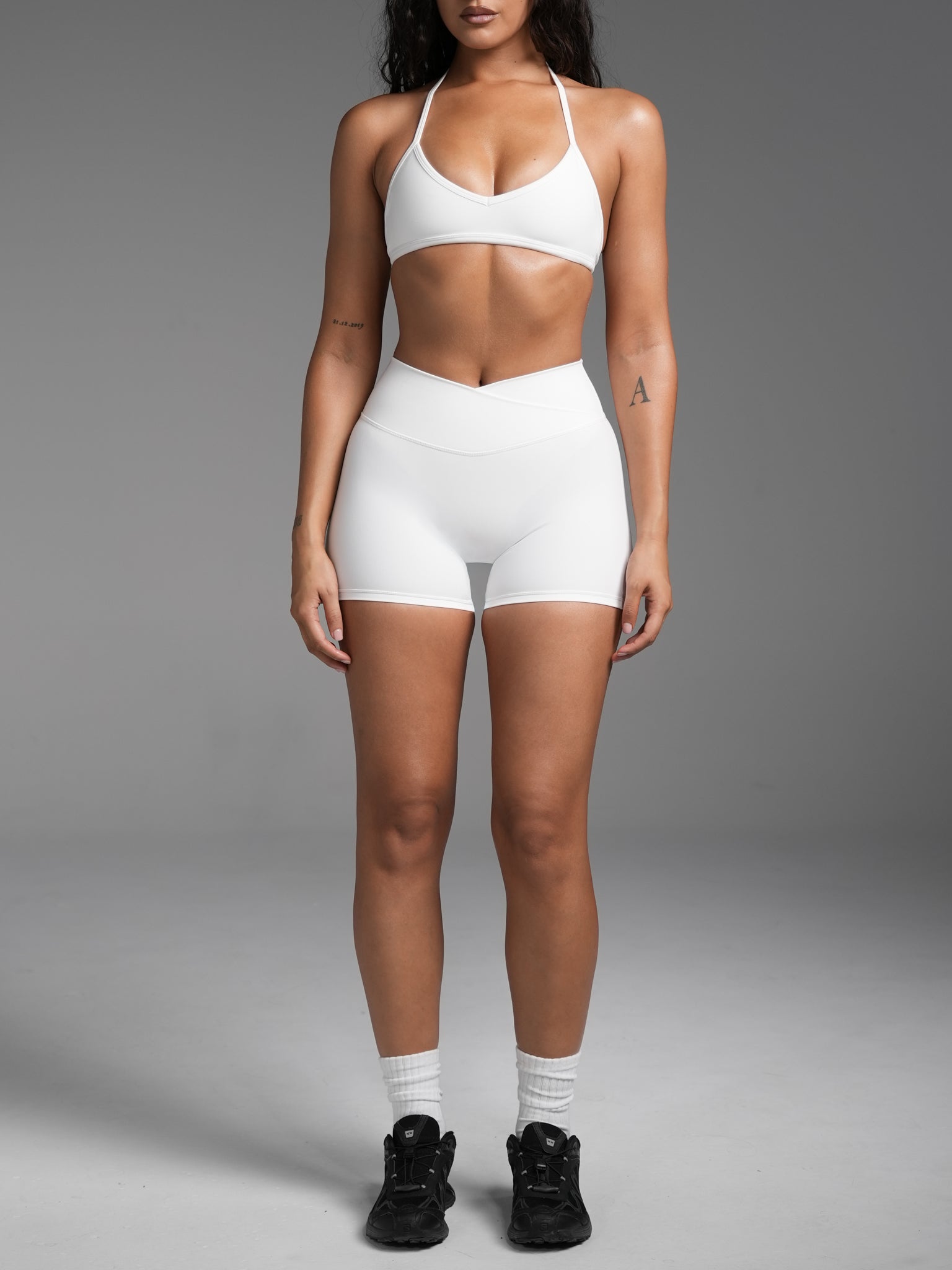 White FLX Crossover Invisible Scrunch Shorts 4