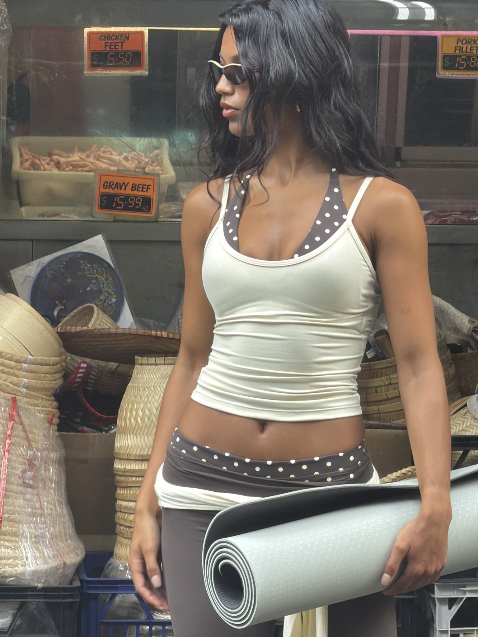 Off White/Bittersweet FLX Dotty Layered Halter Tank | SWT Active