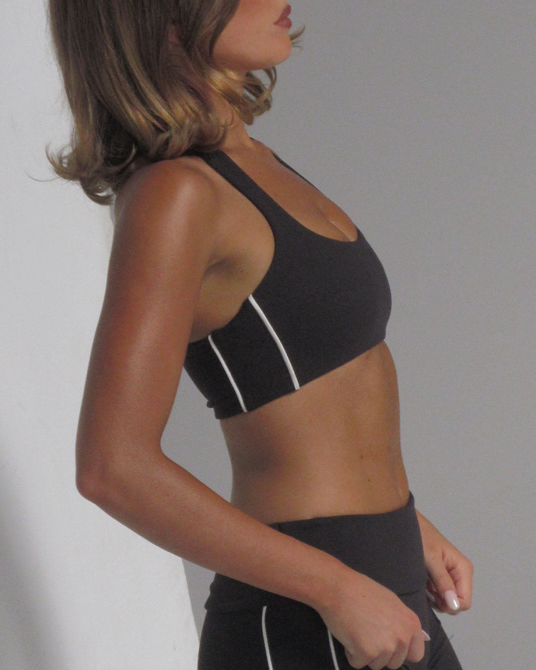 Black/White FLX Piping Racer Back Bra | SWT Active