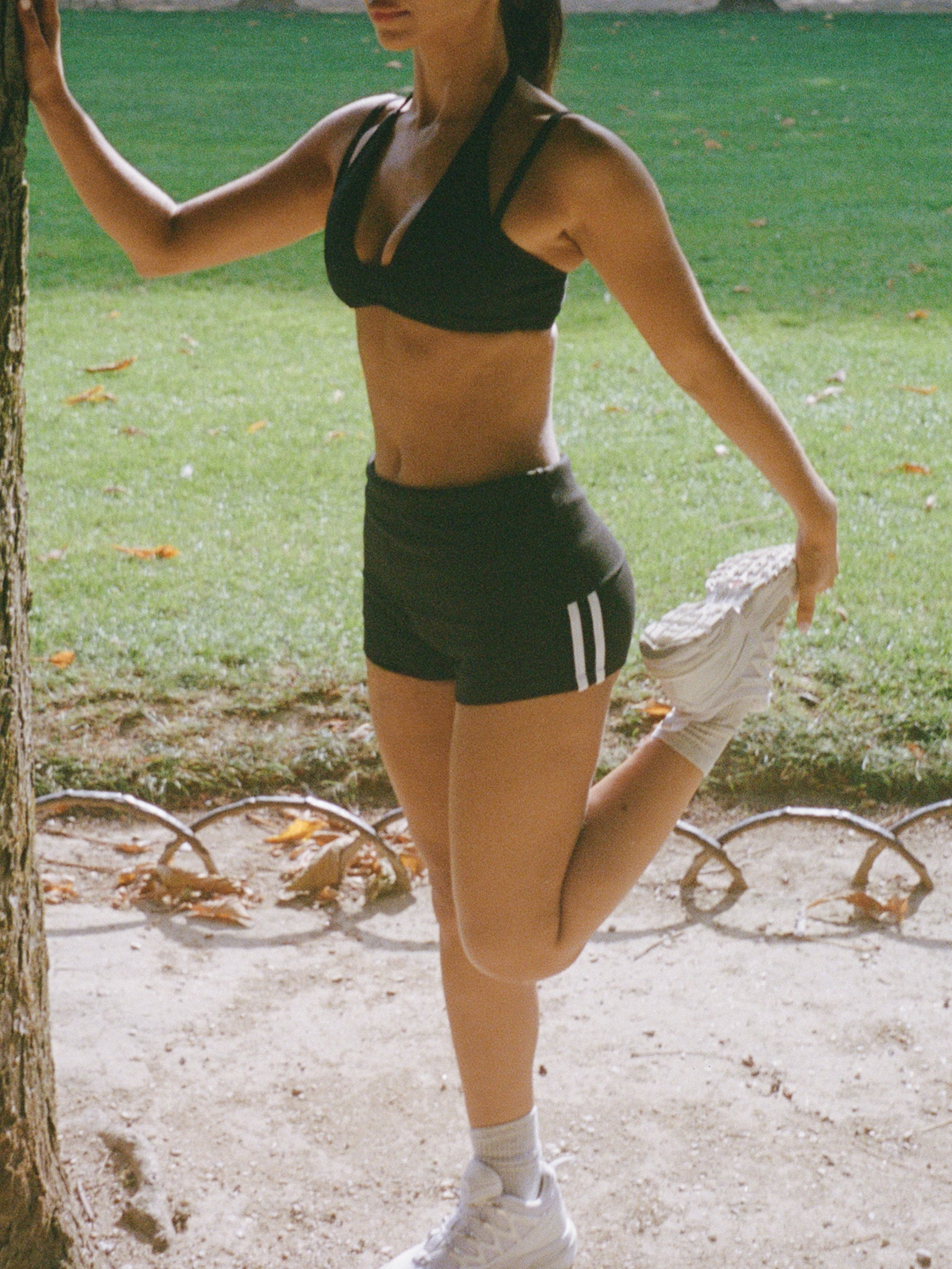 Black Foldover Stripe Shorts | SWT Active