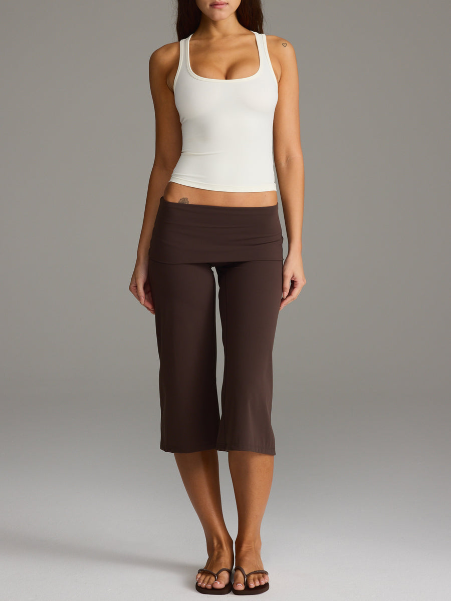 FLX Foldover Wide Leg Capris Bittersweet