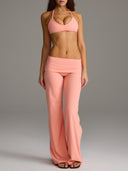 FLX Foldover Wide Leg Bottoms Peach