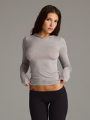 Long Sleeve T-Shirt Hoodie Heather Grey