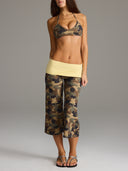 FLX Foldover Wide Leg Capris Camo/Vanilla