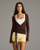 Longline Wrap Top Chocolate