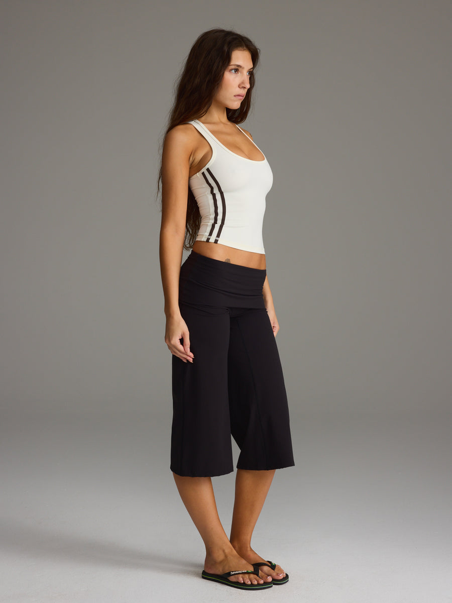 FLX Foldover Wide Leg Capris Black
