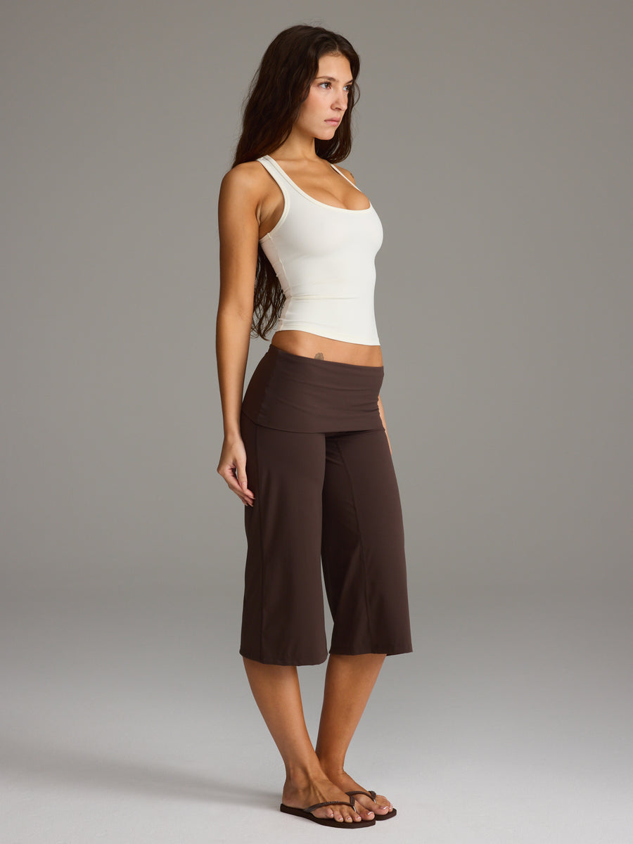 FLX Foldover Wide Leg Capris Bittersweet
