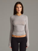 Long Sleeve T-Shirt Hoodie Heather Grey