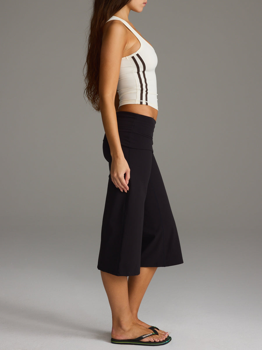 FLX Foldover Wide Leg Capris Black