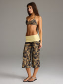 FLX Foldover Wide Leg Capris Camo/Vanilla