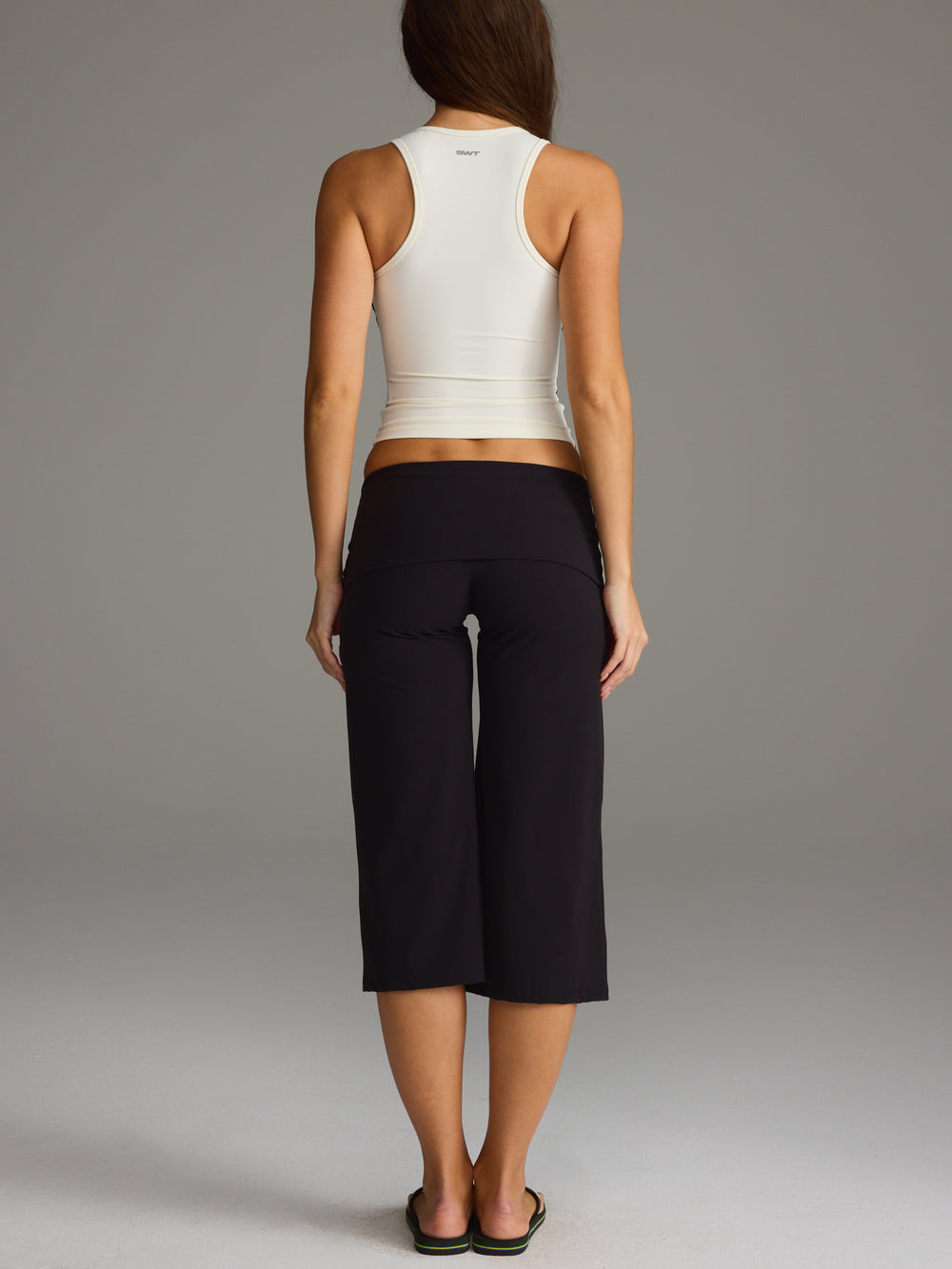FLX Foldover Wide Leg Capris Black