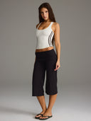 FLX Foldover Wide Leg Capris Black