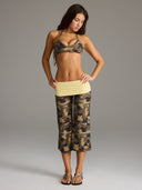FLX Foldover Wide Leg Capris Camo/Vanilla