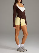 Longline Wrap Top Chocolate