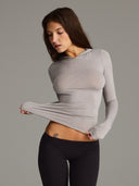 Long Sleeve T-Shirt Hoodie Heather Grey