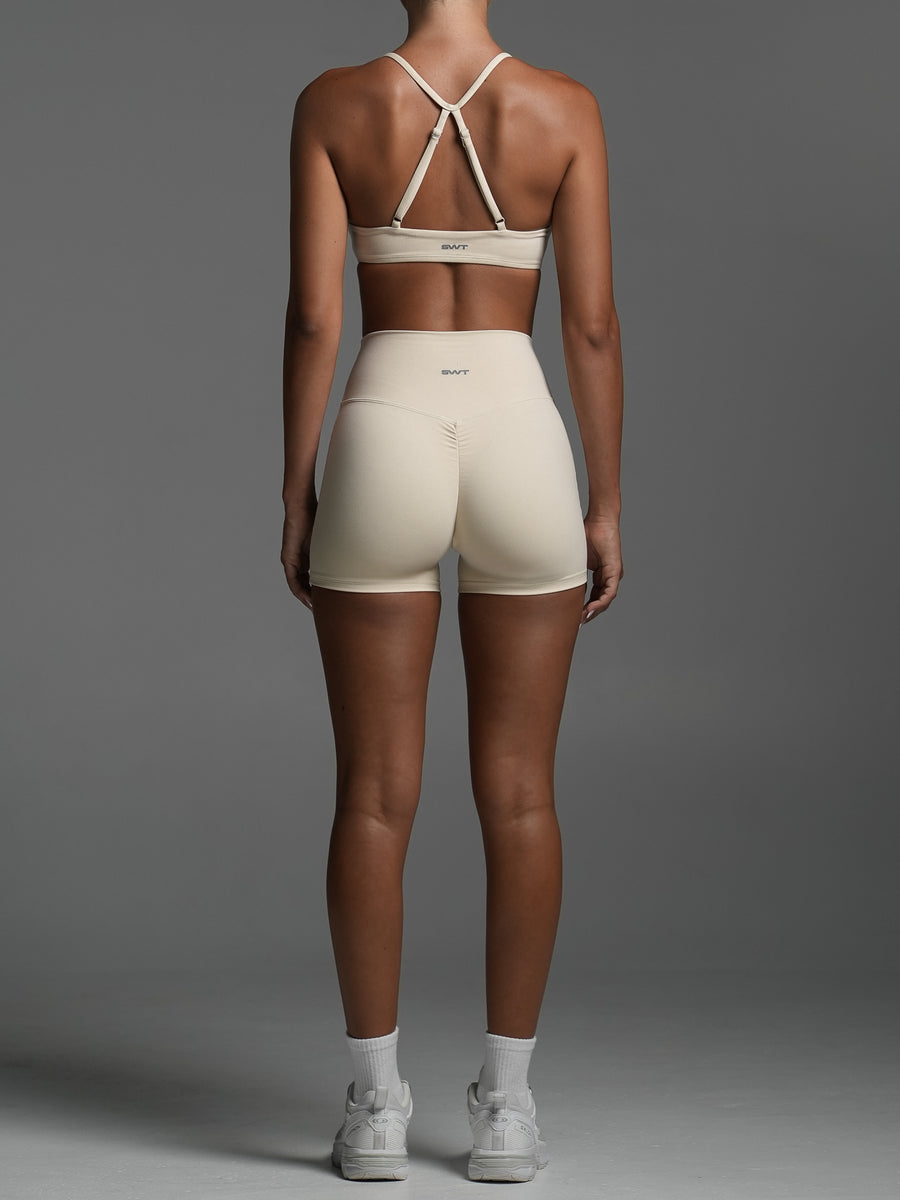 Base Ruche Scrunch Shorts Almond