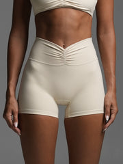 Base Ruche Scrunch Shorts Almond