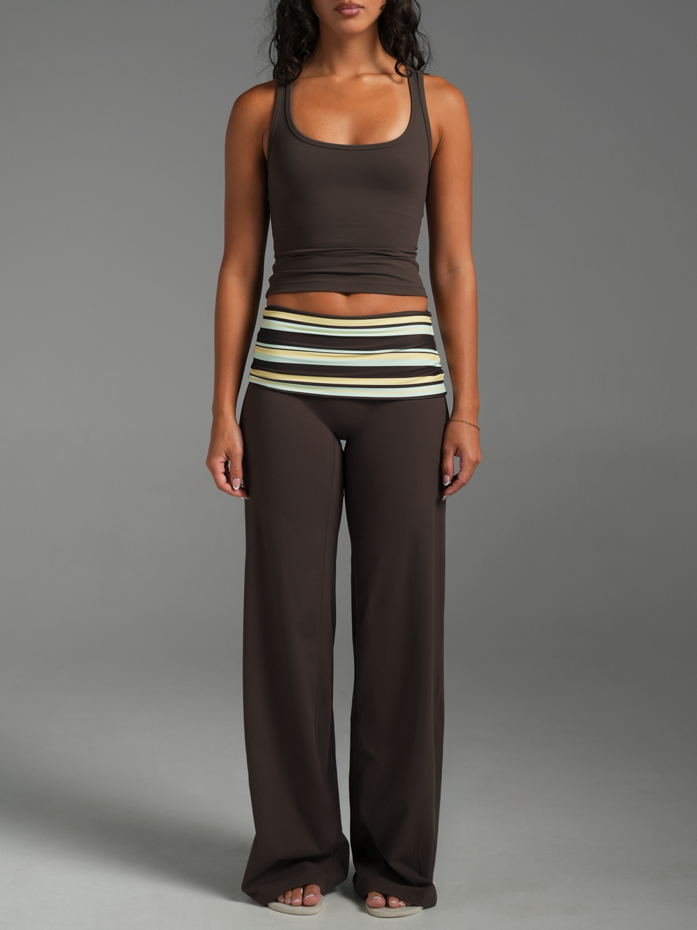 FLX Foldover Wide Leg Bottoms Bittersweet/Paradise Stripe