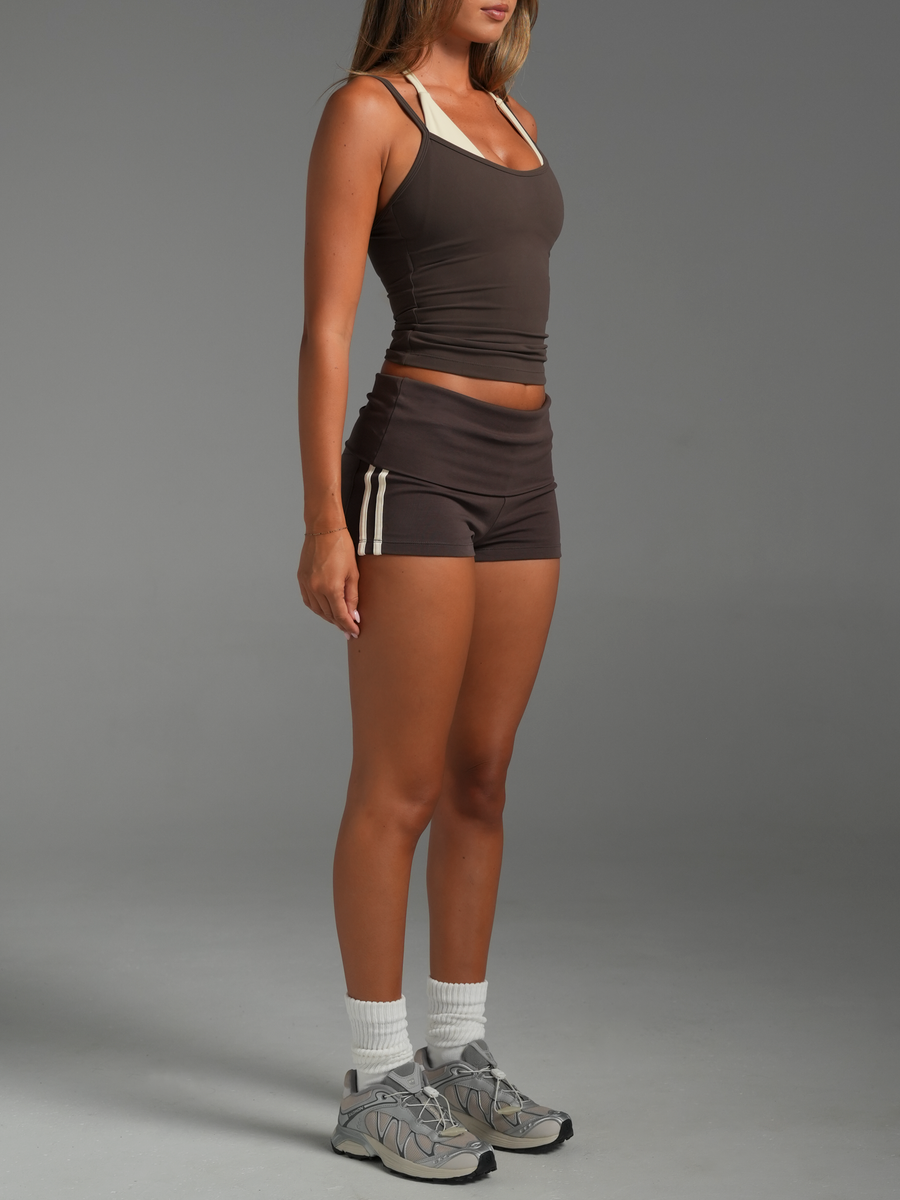 Foldover Stripe Shorts Bittersweet