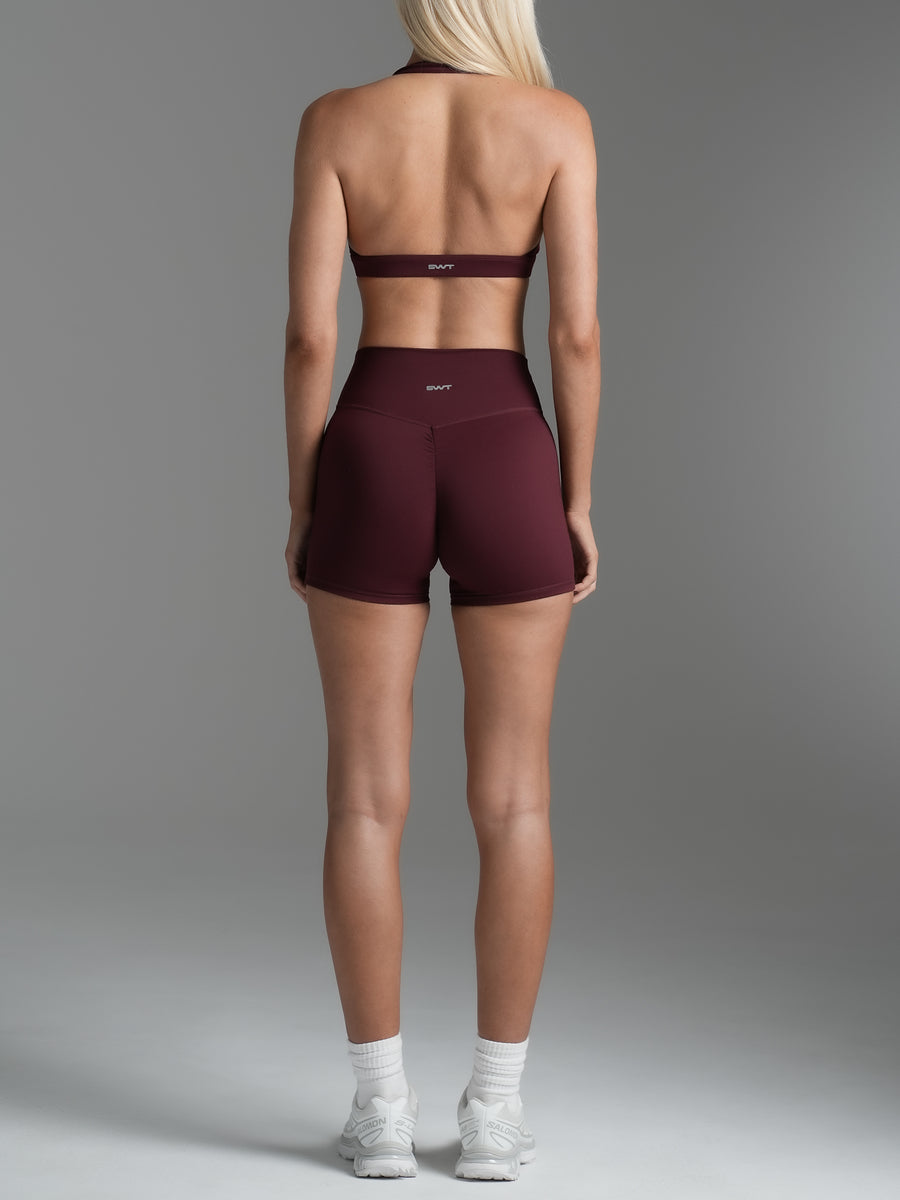 Base 4" Scrunch Shorts Cherry Cola