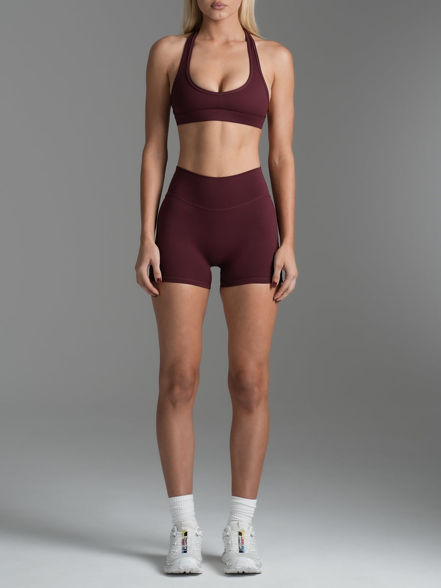 Base 4" Scrunch Shorts Cherry Cola