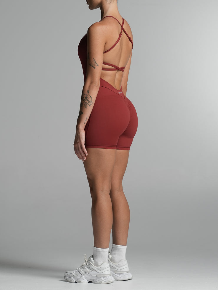 Base Backless Bodysuit Cherry