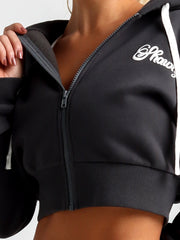 Shawty Spell Out Cropped Jacket#colour_charcoal