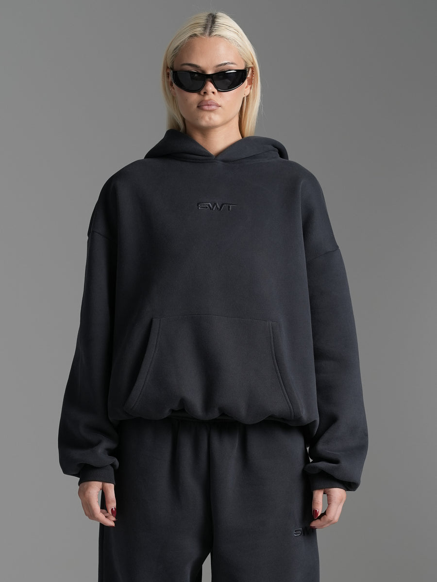 Oversized Fleece Hoodie Muted Black