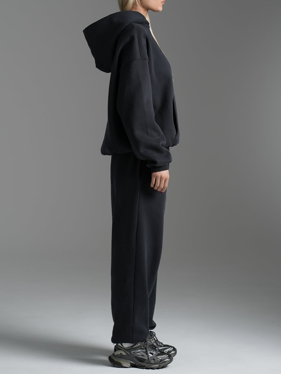 Oversized Fleece Hoodie Muted Black