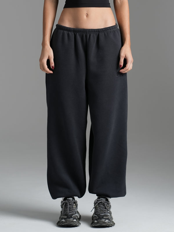Oversized Fleece Trackpants Muted Black