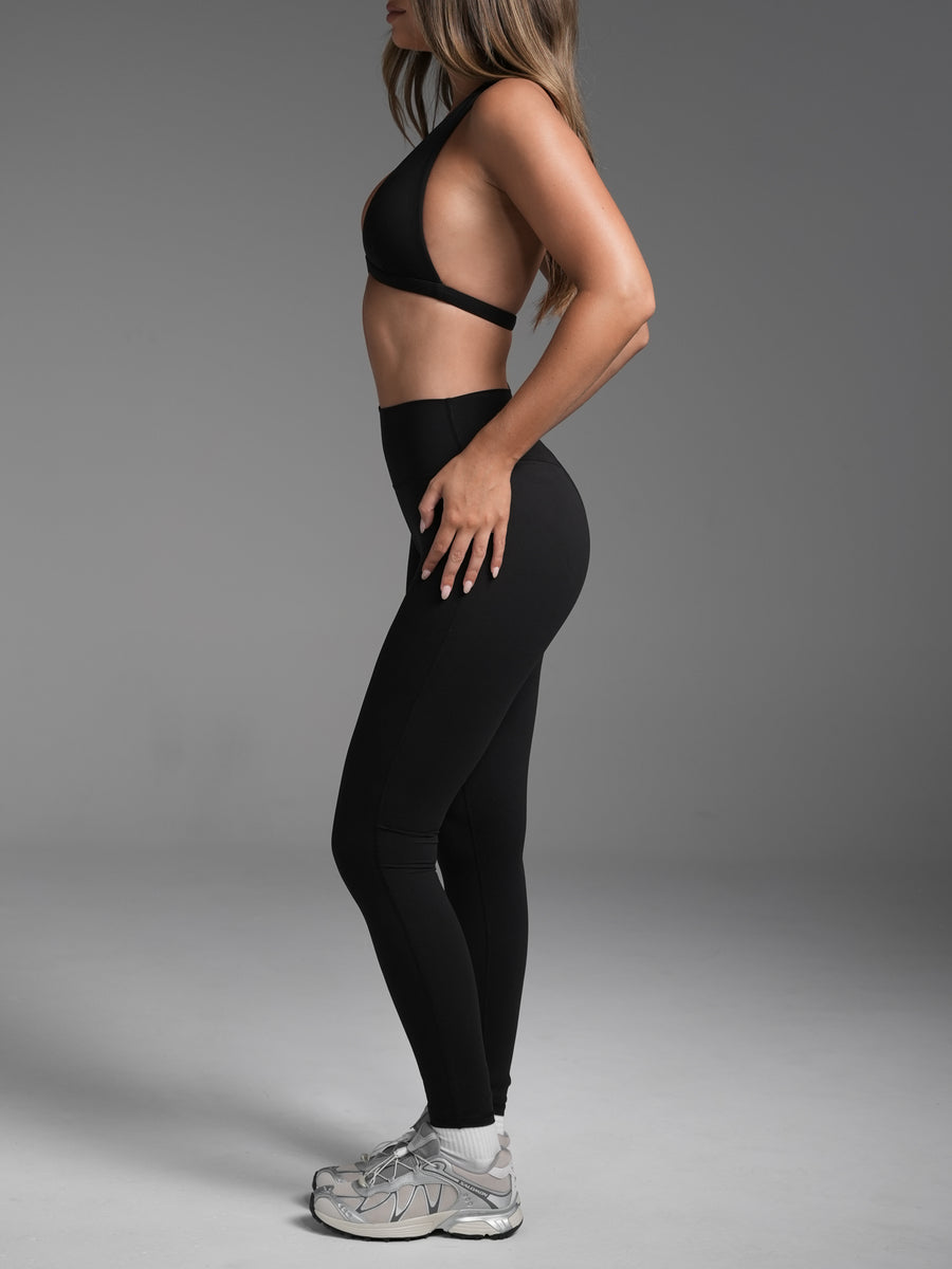 FLX Plunge Halter Bra Black