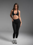 FLX Plunge Halter Bra Black