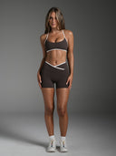 FLX Contrast Crossover Invisible Scrunch Shorts 4" Bittersweet/White