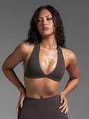FLX Plunge Halter Bra Bittersweet