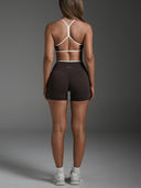 FLX Contrast Crossover Invisible Scrunch Shorts 4" Bittersweet/White