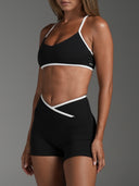 FLX Contrast Open Back Racer Bra Black/White
