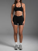 FLX Crossover Invisible Scrunch Shorts 4" Black