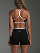 FLX Contrast Crossover Invisible Scrunch Shorts 4" Black/White