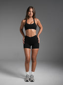 FLX Crossover Invisible Scrunch Shorts 4" Black