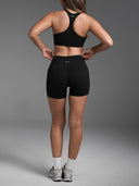 FLX Crossover Invisible Scrunch Shorts 4" Black