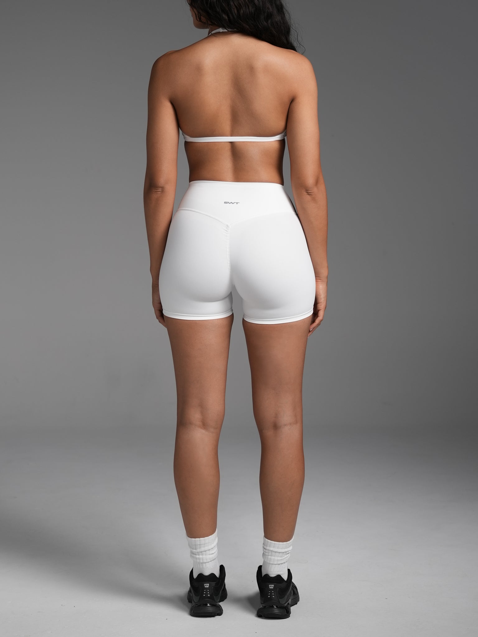 White FLX Crossover Invisible Scrunch Shorts 4