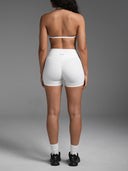 FLX Crossover Invisible Scrunch Shorts 4" White