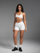 FLX Crossover Invisible Scrunch Shorts 4" White