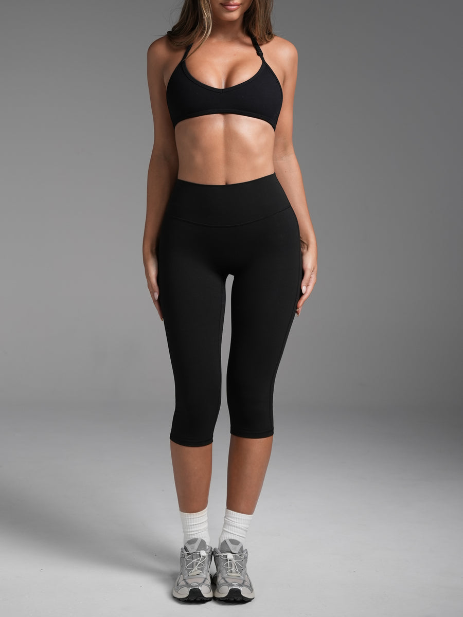 FLX Invisible Scrunch Capris Black