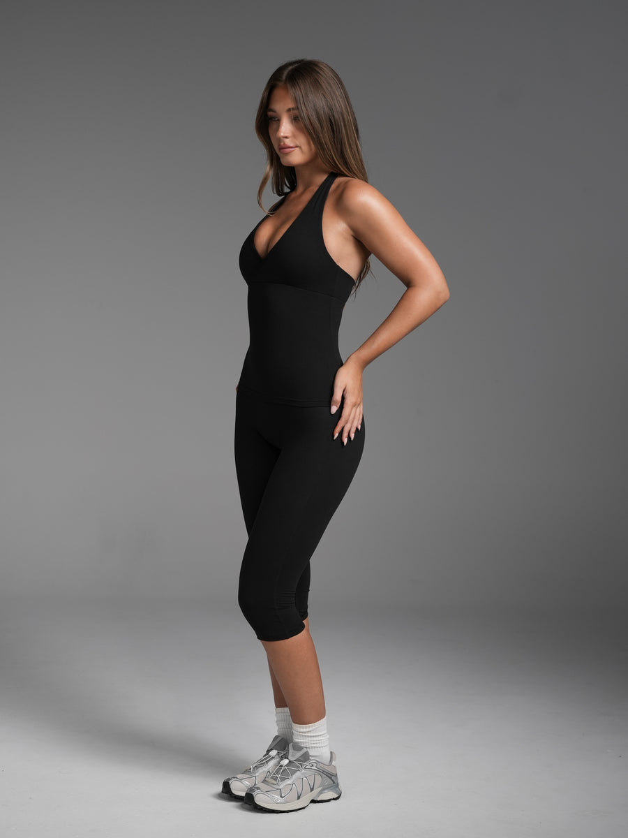 FLX Crossover Halter Tank Black