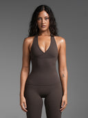 FLX Crossover Halter Tank Bittersweet