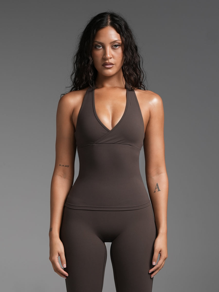 FLX Crossover Halter Tank Bittersweet