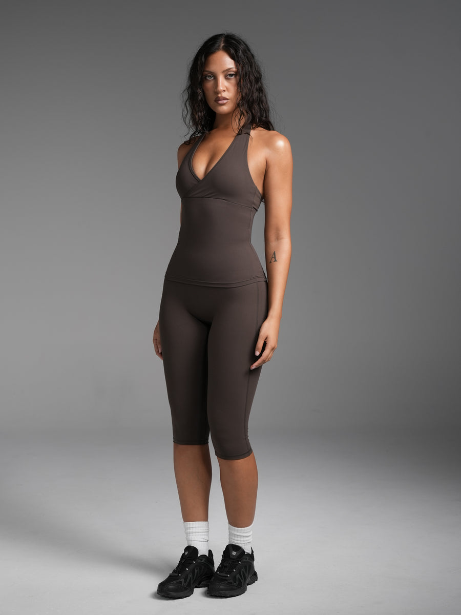 FLX Crossover Halter Tank Bittersweet