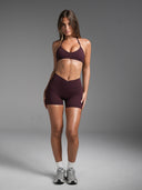 FLX Crossover Invisible Scrunch Shorts 4" Dark Cherry