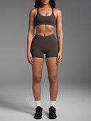 FLX Crossover Invisible Scrunch Shorts 4" Bittersweet